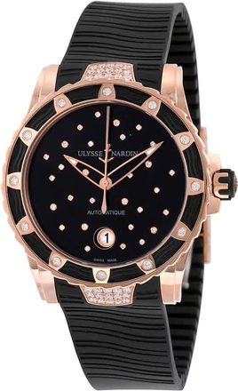 Ulysse Nardin Lady Diver 2014 Black Dial Black Rubber Ladies Watch 8156-180E-3C/22