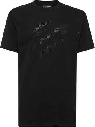 Plein Sport Cotton T-Shirt Ronde Hals Lamina Scratch - Heren - Sportshirts - Zwart - S - Katoen - Fitness