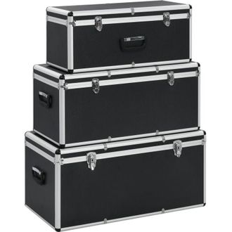 vidaXL Vidaxl - Cajas De Almacenamiento 3 Unidades Aluminio Negro