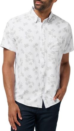 Travis Mathew Mist On the Lake Short Sleeve Button-Up Shirt in White at Nordstrom, Size Xx-Large