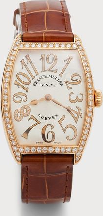 Franck Muller Unisex 18K Rose Gold Cintree Curvex Watch with Diamonds