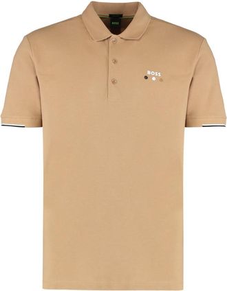 HUGO BOSS Beige Striped Logo Polo