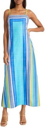 Donna Morgan Side Slit Maxi Dress in Lime/Blue at Nordstrom Rack, Size 10
