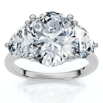 Pompeii3 Certified 3Ct Oval Trilogy Diamond Engagement Ring 14k Gold or Pt Lab Grown