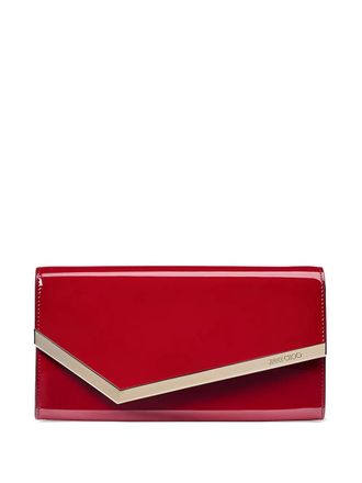 Jimmy Choo London Emmie logo-debossed clutch bag - women - Calf Leather/Patent Calf Leather - One Size - Red