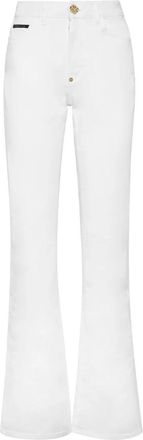 Philipp Plein High-Waisted Flare Jeans - Dames - Flared Jeans - Wit - W28 - Katoen - Jeans