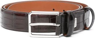 Santoni Stijlvolle leren riem met uniek design - Heren - Riemen - Bruin - 120 CM - Leer - Accessoires