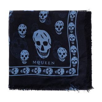 Alexander McQueen Alexander McQueen, Silky Scarves, male, Blue, Size: ONE SIZE Classic Skull Scarf