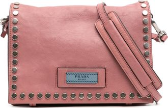 Prada Pre-owned Womens Studded Leather Crossbody Bag - Rose Gold - One Size