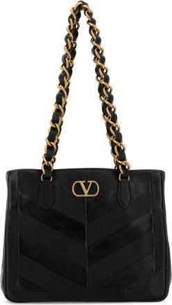 Valentino Garavani Black Leather La Seine Shopping Bag