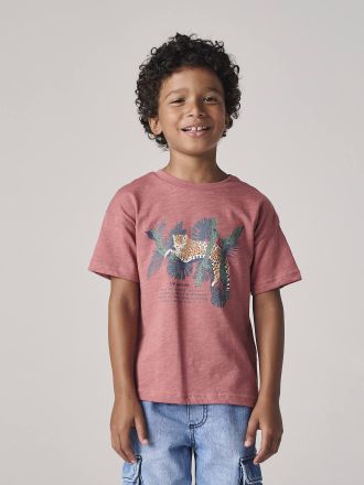 Vertbaudet Jungen T-Shirt mit Naturmotiv, Recycling-Baumwolle terrakotta