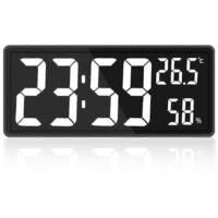 OEM Reloj De Pared Digital Grande Con Indicador De Temperatura Y Humedad, N&uacute;meros Led, Color Blanco, Ideal Para El Dormitorio O La Oficina