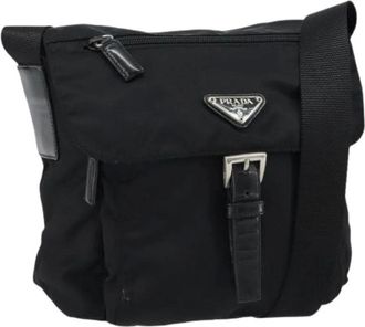 Prada Pre-owned Cross Body Bags, female, Black, Size: ONE SIZE Pre-owned Nylon Cross Body Bag