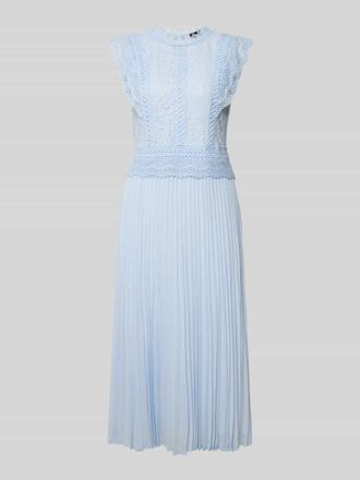 s.Oliver Black Label Regular Fit Midikleid mit Spitze in Rauchblau, Gr&ouml;&szlig;e 34