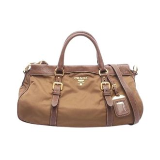 Prada Pre-owned Tessuto Vit.dai 2way handbag - Dames - Pre-owned - Bruin - Maat: ONE Size Leer