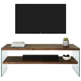 Dmora Mobile porta tv Sargas, Credenza da soggiorno, Armadio basso per tv, Base parete attrezzata, 120x35h45 cm, Noce, con imballo rinforzato, con imballo