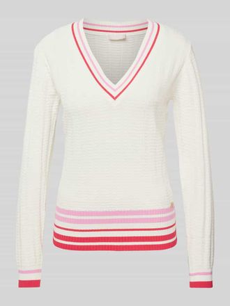 Liu Jo Strickpullover mit V-Ausschnitt in Offwhite, Gr&ouml;&szlig;e S