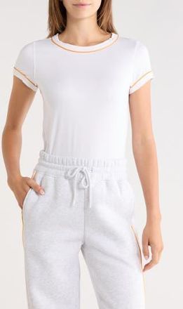 90 Degree by Reflex Super Soft Synergy Crewneck T-Shirt in White/Orange at Nordstrom Rack, Size X-Large
