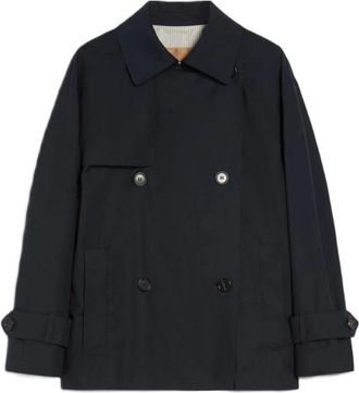 Max Mara Jassen, Dames, Blauw, S, Katoen, The Cube Zeno Double-Breasted Jas