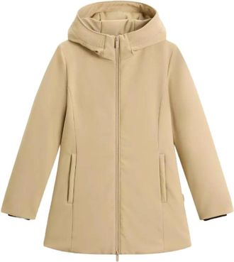 Woolrich Firth Parka - Dames - Gewatteerde jassen - Beige - L - Leer - Jassen