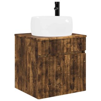 vidaXL Vanidad De Lavabo Montada En La Pared Roble Ahumado Vidaxl