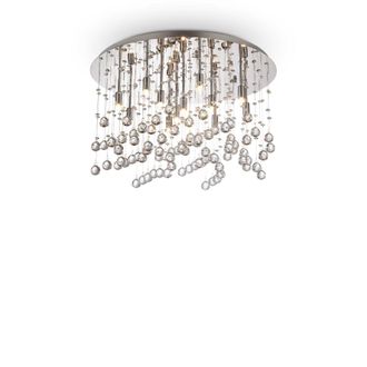 Ideal Lux Ideal Lux - Moonlight - L&aacute;mpara Colgante De Techo Semi Empotrada Grande De 12 Luces, Cromada, G9