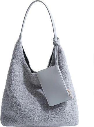 Generic Womens Plush Bags Autumn And Winter Large Capacity Lamb Plush Bag Casual Commuting Womens Shoulder Tote Commuter(GRAY)