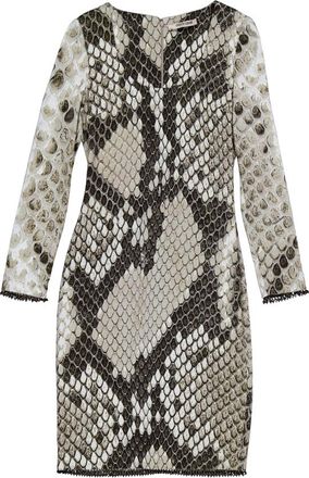Roberto Cavalli Python-Print Midi Dress, Brand Size 38 ( US Size 4 )