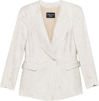 Emporio Armani double-breasted blazer - women - Viscose/Viscose/Cotton - 40 - Neutrals