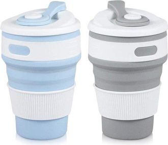 OEM 2 Pezzi - 350 Ml - Blu E Grigio - Tazza Da Viaggio Pieghevole In Silicone - Tazza Da Viaggio Pieghevole - Tazza Da Campeggio - Tazza In Silicone Piegh