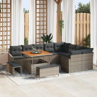 vidaXL Conjunto De Sof&aacute; De Jard&iacute;n Con Coj&iacute;n Con Almohada 12 Pcs Gris Vidaxl