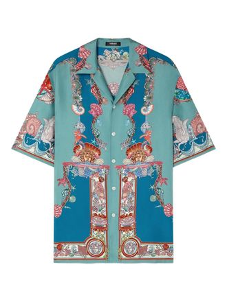 Versace Coral Theatre silk short-sleeve shirt - Green