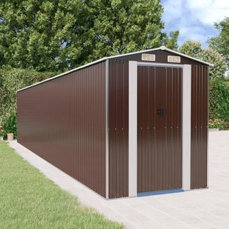 vidaXL Cobertizo Jard&iacute;n Acero Galvanizado Marr&oacute;n Oscuro 192x938x223 Cm Vidaxl