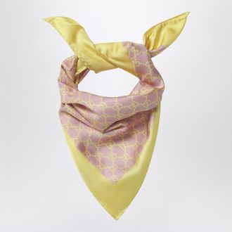 Gucci Silk twill scarf in pink and yellow