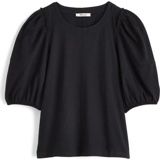 Madewell Puff Sleeve Cotton T-Shirt in Jet Black at Nordstrom Rack, Size Xx-Small