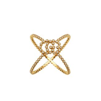 Gucci Running G Ladies 18k Yellow Gold Diamond Cocktail Ring