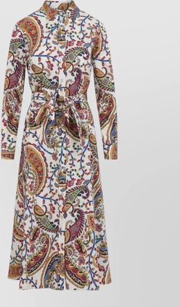 Etro midi shirt dress belted waist paisley