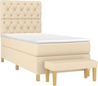 vidaXL Vidaxl - Cama Box Spring Con Colch&oacute;n Tela Color Crema 80x200 Cm