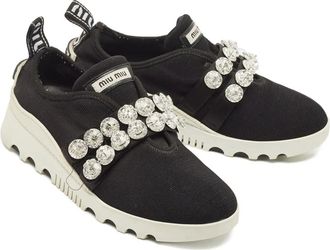 Miu Miu Sneakers met kristallen - Zwart