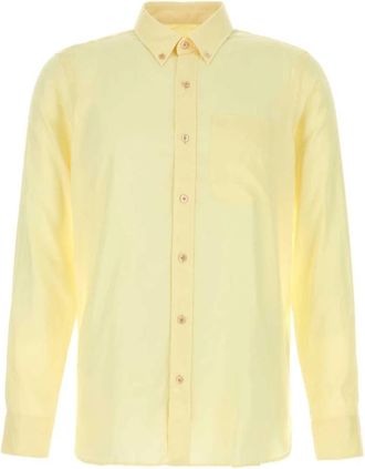 Tom Ford Fluid Gabardine Slim Fit Shirt - Heren - Casual Overhemden - Geel - L - Overhemden