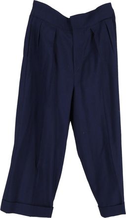 Marni Pleated Trousers in Navy Blue Wool