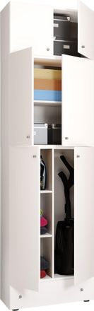 ebuy24 Vcm Gabinete De Escoba De Madera 6 Compartimentos Dimensiones: Al. 240 X An. 70 X T. 39 Cm Gabinete Para El Hogar Armario Multiusos Adjunto Con 2 Puer