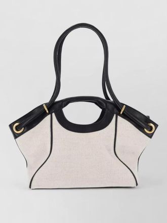 Balmain shoulder bag dual handles contrast trim grommets