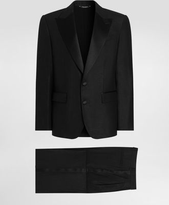 Dolce & Gabbana Single-breasted Suit In Linen Canvas - Man Suits And Blazers Black 48