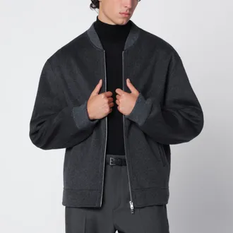 Soft Goat Bomber in lana e cashmere grigio scuro