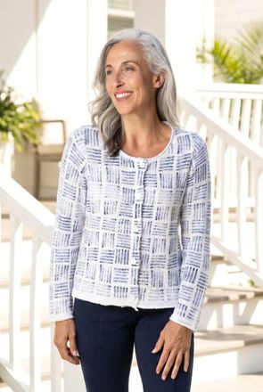 Habitat Block Print Summer Cardigan In White