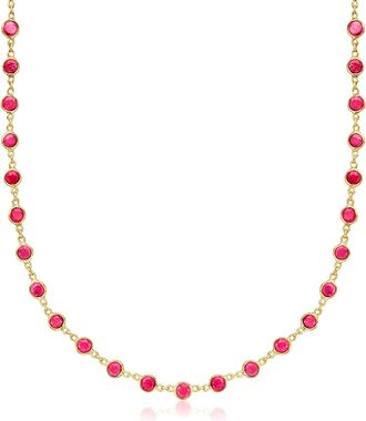 Ross-Simons Bezel-Set Ruby Necklace in 18kt Gold Over Sterling
