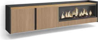 Skraut Home Skraut Home - Mueble Tv, Televisi&oacute;n, Muebles De Sal&oacute;n, Almacenaje, 212x35x50cm, Para Tv Hasta 80, Chimenea El&eacute;ctrica Xxl, Colgado, Suspendido, Estilo 