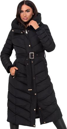 SS7 Womens Long Winter Puffer Parka Coat Black