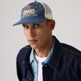 Levi's Saddleman Trucker Cap - Mens - One Size - Medium Wash / Graphic 1